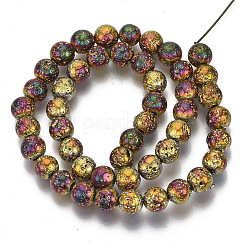 Brins de perles de pierre de lave naturelle galvanisées&nbsp;G-S352-30C-07