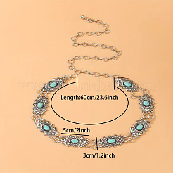Legierung mit gefärbtem synthetischem Türkis Rhombus-Gliederkette Taillen-Bauchketten für Frauen&nbsp;FS-WG59013-01