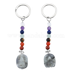 Llavero con colgante de calavera de labradorita natural&nbsp;G-N341-01I