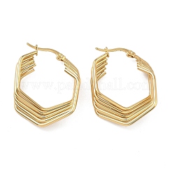 Pendientes de aro de acero inoxidable 201 con forma de polígono multicapa&nbsp;EJEW-D354-06G