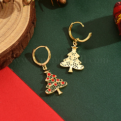 Messing-Creolen mit Weihnachtsbaum-Motiv&nbsp;PF9956