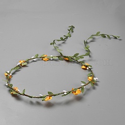 Haarreif mit künstlichen Rosen aus Polyester&nbsp;AJEW-WH20019-03A