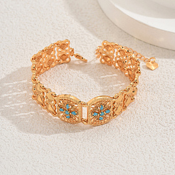 Elegante Messing Pavé-Gliederarmbänder aus synthetischem Türkis für Damen&nbsp;ZR2967