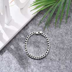 Anlaufgeschützte Damen-Armbänder aus modischem 304 Edelstahl mit kubanischen Gliedern&nbsp;BJEW-JB05657-01