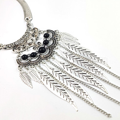 Colliers ras du cou à pendentif feuille en résine et alliage bohème pour femmes&nbsp;WG038CD-02