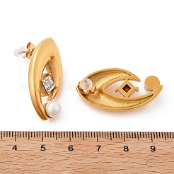 Pendientes de acero inoxidable 304 con forma de concha y perla&nbsp;EJEW-U051-08G