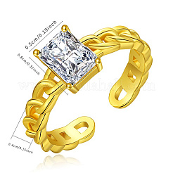 Bague solitaire en laiton doré avec micro pavé de zircones cubiques&nbsp;EP4174-3