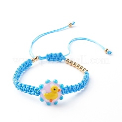 Bracelets de perles tressées en fil de nylon réglables pour enfant&nbsp;BJEW-JB06461