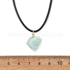 Collier avec pendentif en amazonite brute naturelle et cordon ciré noir&nbsp;NJEW-JN06582-02