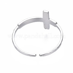 Anillo de puño abierto en forma de cruz de acero inoxidable 304 que no se deslustra&nbsp;RJEW-T023-17P