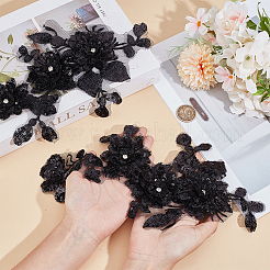 2 Stück 2 Stile 3D-Blumen-Polyester-Stickerei zum Aufnähen&nbsp;DIY-CY0001-03B