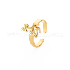 Anillo abierto de acero inoxidable 304 con revestimiento iónico (IP) para mujer&nbsp;RJEW-S405-156G-L