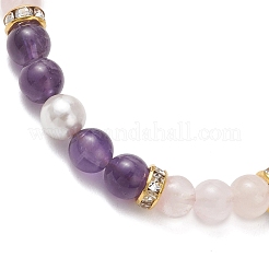 Pulseras trenzadas de cuentas redondas de amatista natural&nbsp;BJEW-JB13392-02