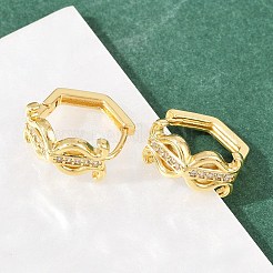 Orecchini a cerchio in ottone lira con micro pavé di zirconi cubici trasparenti&nbsp;EJEW-D348-04G