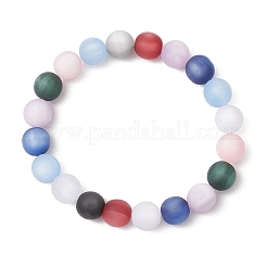 Pulseras elásticas de cuentas de ojo de gato de imitación de resina para hombres y mujeres&nbsp;BJEW-JB12103