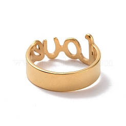 Bague en acier inoxydable avec placage ionique (IP) 201 avec mot d'amour&nbsp;RJEW-J051-44G