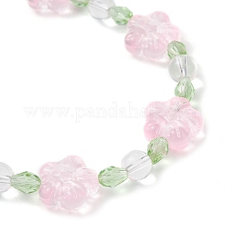 3 bracciale elastico in perline di vetro con fiori di prugna in 3 colori per donna&nbsp;BJEW-JB12138