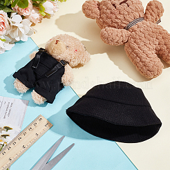 1 Stk. Hosenträgerhose aus Baumwolle und PU-Leder und 1 Stk. Fischerhut aus Stoff als Puppenzubehör&nbsp;DOLL-WR0001-05B