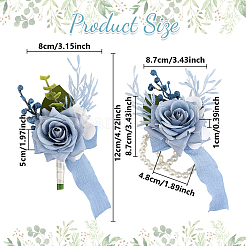 2 pièce 2 styles de corsage de poignet en tissu de soie imitation rose&nbsp;AJEW-DR0002-08