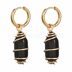 Pendientes colgantes de piedras preciosas naturales y sintéticas envueltos en alambre de cobre para mujer&nbsp;EJEW-JE04628
