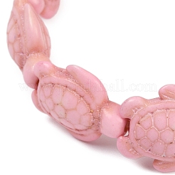 Braccialetti elastici in perline sintetiche turchesi tartaruga per donna&nbsp;BJEW-JB11692