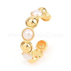 Brazaletes de latón semicirculares con imitación de perla ABS para mujer&nbsp;BJEW-T025-05G-01