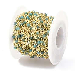 Catena di perline fatta a mano in ottone e apatite naturale&nbsp;CHC-D029-15G-04
