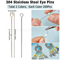 400 Stück 2 Stile 304 Edelstahl-Augenstifte&nbsp;STAS-SC0007-83