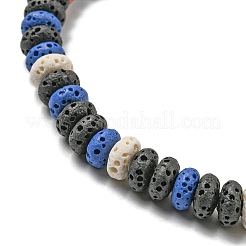 Bracelet de perles tressées réglable en pierre de lave naturelle teint en disque&nbsp;BJEW-G691-01D