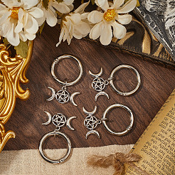 4 pieza de dijes para zapatos de aleación con forma de luna y pentagrama de triple diosa&nbsp;HJEW-CP00023