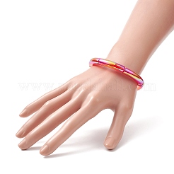 4 Stück 4-farbiges Acryl-Stretch-Armband-Set mit gebogenem Schlauch für Damen&nbsp;BJEW-JB09305-01