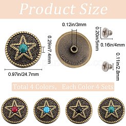 16 jeu de boutons en alliage de 4 couleurs&nbsp;FIND-GF0006-23