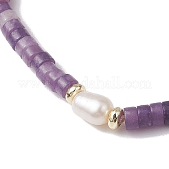 Btacelets di lepidolite naturale e perle di perle&nbsp;BJEW-JB10681-02