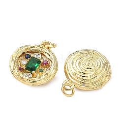 Pendentifs avec zircon cubiques à micro-pavés en laiton&nbsp;KK-F930-24B-G