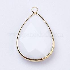 Goldfarbene Messingglas-Tropfenanhänger&nbsp;GLAA-M006-A-22G