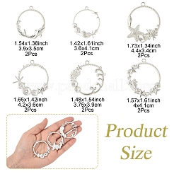 12 Stück 6-Stil Legierung offene Rückseite Lünette Anhänger&nbsp;FIND-YW0007-36