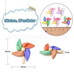 30 Stück 5 Farben undurchsichtige bunte Windmühlen-Harz-Cabochons&nbsp;RESI-CJ0002-52