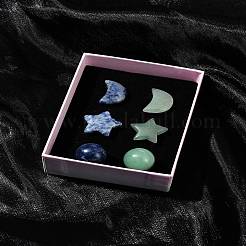 Luna y estrella curativas de piedras preciosas naturales y adornos redondos&nbsp;AJEW-FS0001-12A