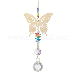 Hängender Sonnenfänger aus Edelstahl 201 in Schmetterlingsform und Regenbogenkristallglas&nbsp;HJEW-JM04682
