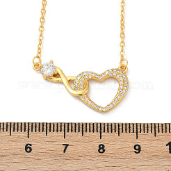Messing Pavé klare Zirkonia Infinity Herz Anhänger Halsketten für Frauen&nbsp;NJEW-V011-01G