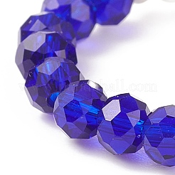 Anello da dito rotondo con perline di vetro con ciondolo a croce in ottone per donna&nbsp;RJEW-JR00499