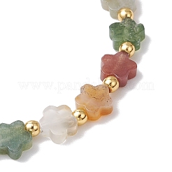Braccialetti elastici in perline di agata indiana naturale per le donne&nbsp;BJEW-JB11768-01