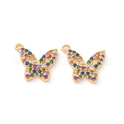 Papillon en laiton micro pavé de zircons cubiques colorés&nbsp;KK-G435-40G