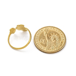 Offene Manschettenringe aus 304 Edelstahl mit Ginkgoblatt für Damen&nbsp;RJEW-M019-64G