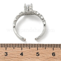 Anelli aperti con polsino in ottone micro pavé di zirconi cubici per donna&nbsp;RJEW-C163-23P