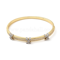 Braccialetti incernierati in ottone placcato a cremagliera con zirconi&nbsp;BJEW-D059-01G