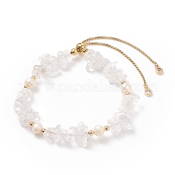 Schieberarmband aus natürlichen Edelsteinsplittern und Perlen für Damen&nbsp;BJEW-JB08334