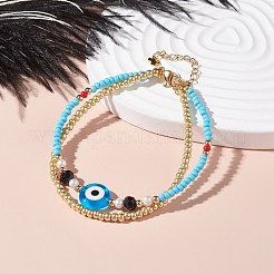 Mehrsträngiges Armband des bösen Blicks für Mädchenfrauen&nbsp;BJEW-JB07111-02