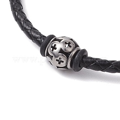 Bracciali di corda di pelle intrecciato &nbsp;BJEW-JB11387-01