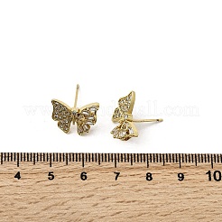 Boucles d'oreilles papillon en laiton et zircone cubique transparente&nbsp;EJEW-L261-029C-G